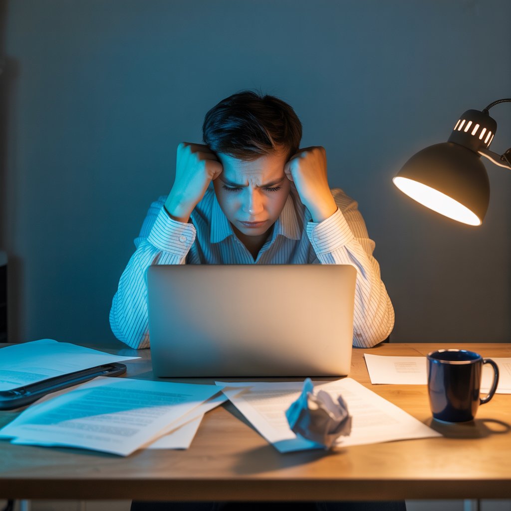 Pessoa frustrada com trabalho